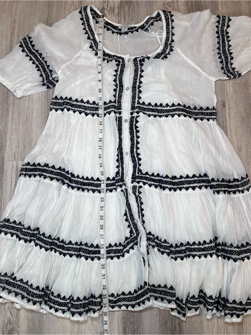 Sundance Sea La Vie Embroidered Dress White Black Size PM - Picture 10 of 14
